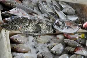 Свежая рыба на рынке в Джимбаране